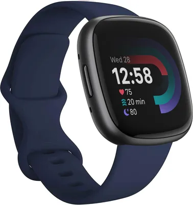Produktbild von Strap-it Fitbit Versa 4 Silikonarmband (Dunkelblau) - Große: Maat L