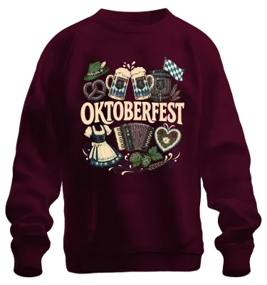 Produktbild von Wiesn Maßkrug Dirndl Brezel Bayern Lederhose Sweatshirt Pullover, Burgundy, S