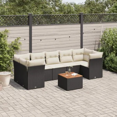 Produktbild von 6-tlg. Garten-Sofagarnitur - mit Kissen Schwarz Poly Rattan - Gartenmöbelset 3255839