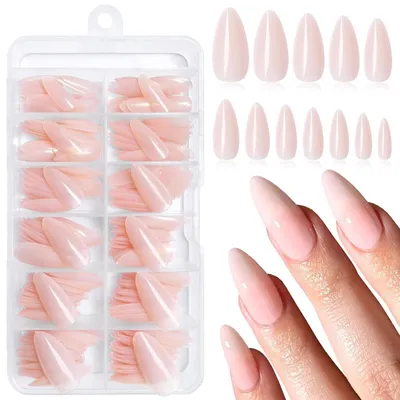 Image de Ongles factices en acrylique, couleur nude, taille moyenne, lot de 240 pièces