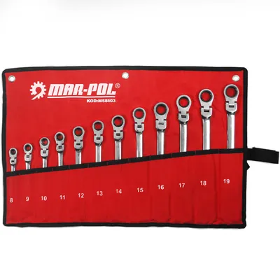 Produktbild von Knarren-Gelenkwandschlüssel 12 Stück 8-19mm 15745