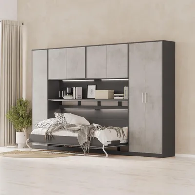 Produktbild von SMARTBett  Schlafzimmer Set Schrankbett Jugendzimmer Anthrazit/Beton