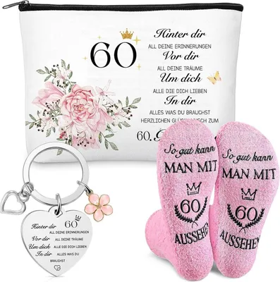 Produktbild von Geburtstagsgeschenk 60 Jahre: Kosmetiktasche, Socken, Schlüsselanhänger