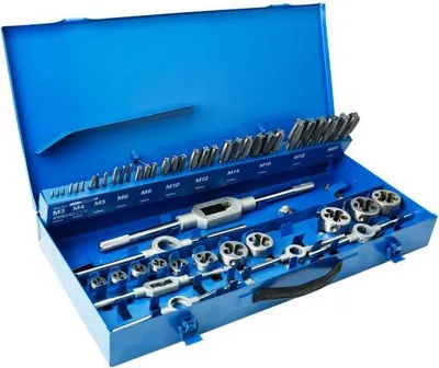 Produktbild von HBM 56-teiliger Gewindebohrer- und Schneideisensatz M3 – M20
