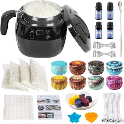 Productafbeelding van Kaarsen Maak Set - Doe-het-zelf Kaarsen - Creatief Hobbyen - Snelle Smelt Smelter - 1 Liter Inhoud - Zwart
