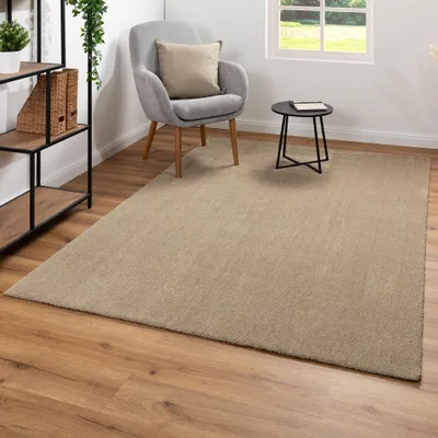 Produktbild von Steffensmeier Kurzflor Teppich Barcelona Wohnzimmerteppich modern, strapazierfähig und pflegeleicht, Beige, Größe: 160x230 cm