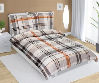 Produktbild von Baumwollleinen - Grau, orange - 140x220, 70x90