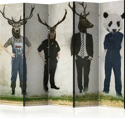 Obrázek produktu pro Paraván jednostranný Zvířata 225x172 cm 5dílný zelený