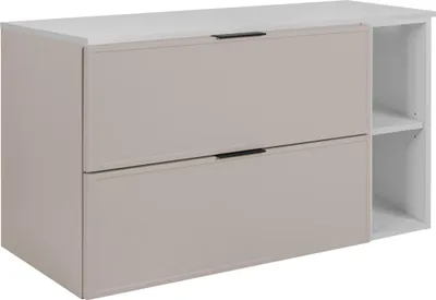 Obrázek produktu pro RODAN | Koupelnová skříňka - SLIM - 100,6 cm - Kaschmir - 3 barvy úchytů - s bílou deskou a policí - Zavěšená
