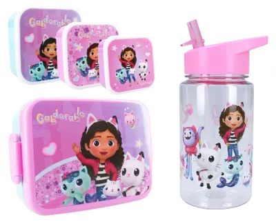 Produktbild von Gabby's Dollhouse Lunchbox-Set; bestehend aus Brotdose, Snackbox und Trinkflasche