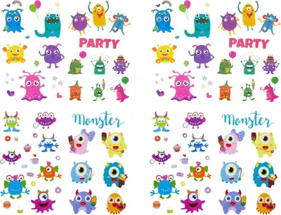 Produktbild von Oblique Unique Temporäre Klebetattoos Kinder Tattoo Set - ca. 60 Monster Tattoos