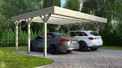 Immagine prodotto di Tettoia posto auto coperto in legno 6.06x5.03 m - 30.48 m2
