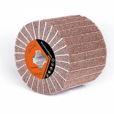 Produktbild von 240# Schleifwalzen Bürste für Satinierer, PA-Fasern + Schleifpapier, 12x10cm, Schleifbürste Satinwalze zur Metall, Holz Stein Schleifen Renovierung