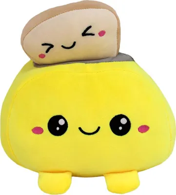 Zdjęcie produktu dla Zabawkowa tosterowa przytulanka, żółta, w stylu kawaii – ok. 24 cm
