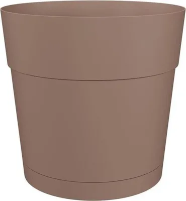 Image de Pot de fleurs rond ARTEVASI Capri Large, Plastique, Réservoir d'eau, Diamètre 30 cm, Taupe, 29,5 x 29,5 x 28,2 cm