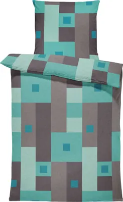 Produktbild von Winter Bettwäsche Thermo Fleece Flausch Kuschelig Warme Garnitur Bettbezüge Set, Größe:4 teilig  155x220 cm, Farbe:Karo türkis grau