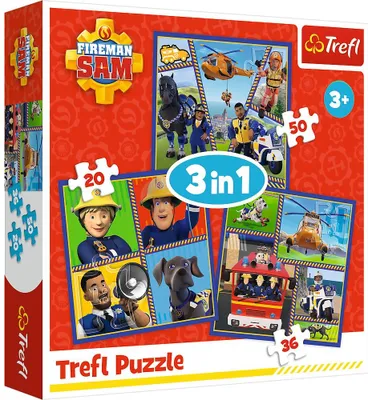 Zdjęcie produktu dla Zestaw puzzli 3 w 1 Strażak Sam dla dzieci, fajna i edukacyjna zabawa