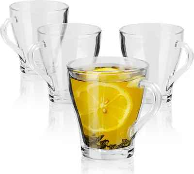 Produktbild von com-four® 4x Teegläser mit Henkel - 300 ml Kaffeeglas aus Borosilikatglas