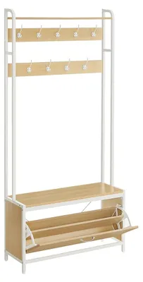 Obrázok produktu pre Skriňa s policami na topánky – nábytok do predsiene – hnedá/biela – 30 x 85 x 180 cm