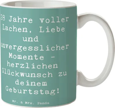 Produktbild von Mr. & Mrs. Panda Tasse Spruch 28. Geburtstag Erinnerungen - Meeresbrise - Geschenk, schöne, Meilenstein, Kaffeetasse, besonderer Anlass, Happy Birthday, Kaffeebecher
