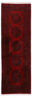 Produktbild von Afghan Akhche Läufer Teppich Rot 80x200 cm | Handgeknüpfter Teppich für Wohn- und Schlafzimmer