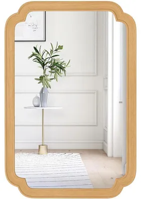 Obrázek produktu pro Nástěnné zrcadlo se zaoblenými rohy B0FGCW3DM1, 90 x 60 cm, přírodní