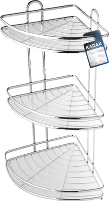 Produktbild von Eck-Duschregal, Chrommaterial, 3-stufiges Design, Höhe 85 cm, Breite 27,5 cm, Wandmontage