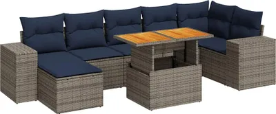 Produktbild von vidaXL 8-tlg. Garten-Sofagarnitur mit Kissen Grau Poly Rattan