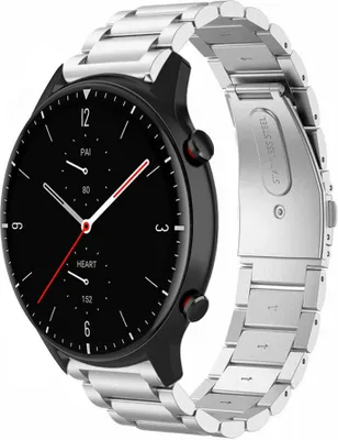 Produktbild von Strap-it Stahlarmband - Kompatibel mit Amazfit GTR 2 Armband Ersatzarmband Edelstahl - Gliederarmband mit Faltschließe - Hochwertiges Material - für Smartwatch 22mm Armband Silber