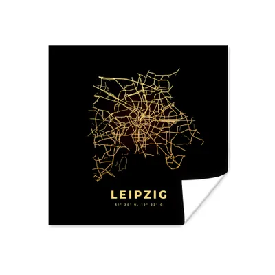 Produktbild von MuchoWow® Poster Karte - Leipzig - Gold - Stadtplan 75x75 cm - Wand Dekoration