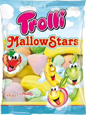 Produktbild von Trolli Mallow Stars extrasofte Schaumzucker Früchte mit Füllung 150g