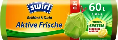 Immagine prodotto di Swirl 60 litri, fodera per bidoni della spazzatura a freschezza attiva con coulisse R+D, (8/rotolo)