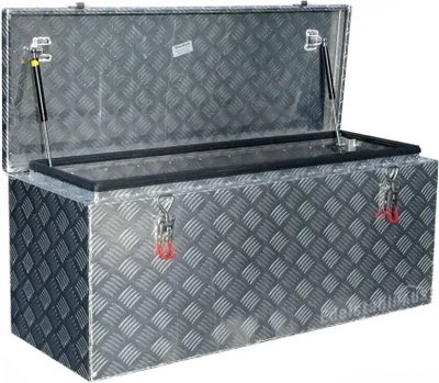 Produktbild von Truckbox P200 Pritschenbox, ca. 200 Liter, Pritschenkasten, Heckbox, Riffelblech Alu, mit Gasdruckfeder