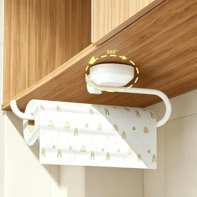 Produktbild von Küchenrollenhalter ohne Bohren, 360° drehbar, mit Saugnapf, für Küche und Bad