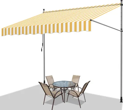 Produktbild von Aopunly Klemmmarkise Markise Balkon UV-beständig wasserdicht Gelb Weiß 250cm