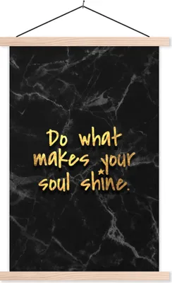 Produktbild von MuchoWow® Textilposter Zitate - Glänzen - Gold - Marmor 40x60 cm mit holzfarbenen Rahmen - Poster