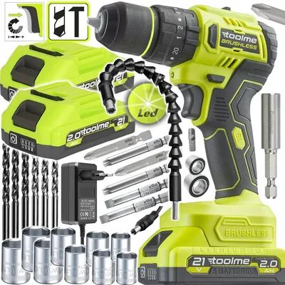 Produktbild von Bürstenlose Schlagbohrmaschine 2X21V Toolme Tm030 - 2 Wiederaufladbare Akkus M/Led