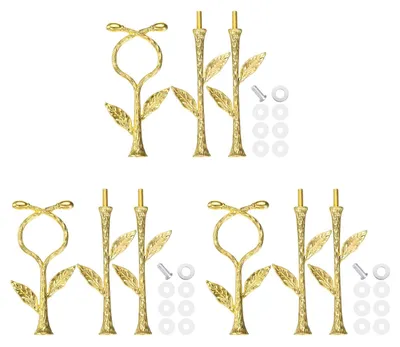 Tortenplattenständer 3-stöckig, 3er-Set, Metall, Gold, Weinmuster