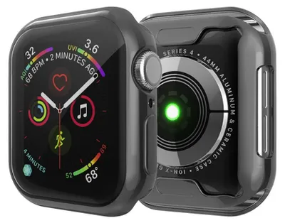 Image de subtel - protection 2 en 1 pour Apple Watch SE / 6 / 5 / 4 - 40mm - coque couleur Transparent / noir anti rayure pour le verre et la monture de votre montre connectée.