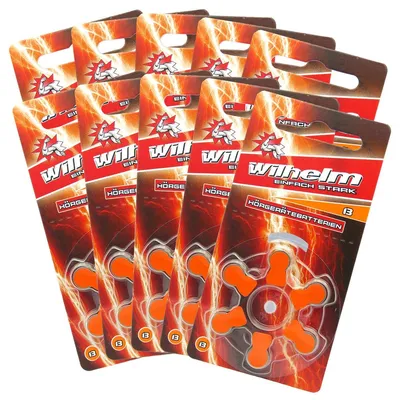 Produktbild von 60 x WILHELM Hörgerätebatterien Typ 13 orange Hörgerätbatterie PR48 ZL2  1,4/1,45 V