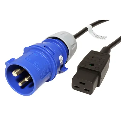 Obrázek produktu pro BACHMANN Kabel síťový IEC60309 - IEC320 C19, 16A, černý, 3 m (19.07.1204)