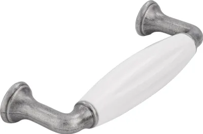 Produktbild von Keramikgriff Tajet LA 96,Breite 114mm, Möbelgriff Keramik weiß/Zinkdruckguss zinnfärbig