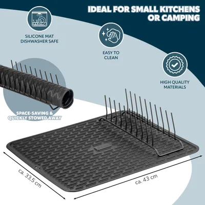Immagine prodotto di set di 2 lavelli eluno, organizer per lavelli con superficie soft-touch e tappetino per lo scarico, incl. sgocciolatoio, nero