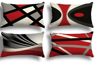Produktbild von Set mit 4 Kissenbezügen 30x50 cm, dekorative Outdoor-Kissen, Leinenkissenbezüge mit geometrischen Mustern für Sofa und Wohnzimmer.