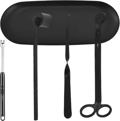 Productafbeelding van 5-in-1 kaarsenaccessoireset met kaarsaansteker, roestvrij staal, kaarsenblusser zonder rook, lontschaar, lonttrekker en onderzetter