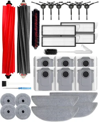 Produktbild von Yivy 30 Stück Zubehör für Roborock S8 Maxv Ultra/S8 Max Ultra Saugroboter, Zubehörset mit 2 Hauptbürsten, 6 Aktivkohle Staubbeutel, 4 Wischtücher, 4 Seitenwischer, 4 HEPA Filter, 6 Seitenbürsten