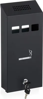Produktbild von Relaxdays Wandaschenbecher für draußen, verschließbar, Metall, Aschenbecher Wandmontage, HBT: 32,5 x 15 x 6 cm, schwarz