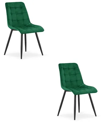 Productafbeelding van Chaise - Leobert - Tweedelig - Fluweelgroen/Zwarte poten - Set van 2