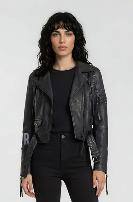 Produktbild von Ava Damen Echtleder Lederjacke Schwarz L