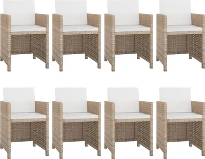 Image de vidaXL Salon de jardin 9 pièces avec coussins Poly Rattan Beige